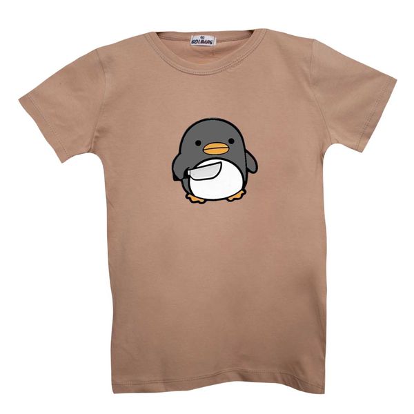 تی شرت آستین کوتاه بچگانه مدل پنگوئن عصبانی کد1 رنگ کرم