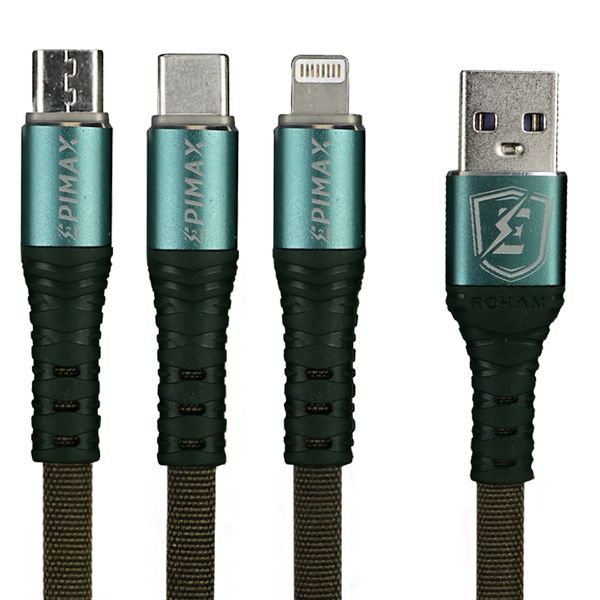 کابل تبدیل USB به MicroUSB/USB-C/لایتنینگ اپی مکس مدل EC-24 طول 1.2 متر