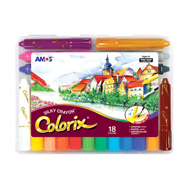 مداد شمعی آبرنگی 18 رنگ آموس مدل Colorix