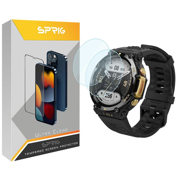 محافظ صفحه نمایش شیشه ای اسپریگ مدل SPG مناسب برای ساعت هوشمند امیزفیت T-Rex بسته دو عددی