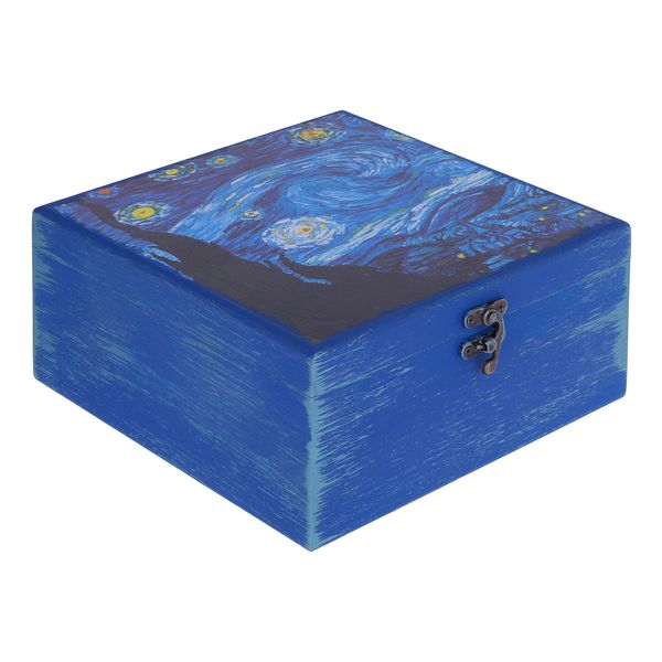 جعبه هدیه چوبی مدل هنری طرح آثار ونگوک کد WB002