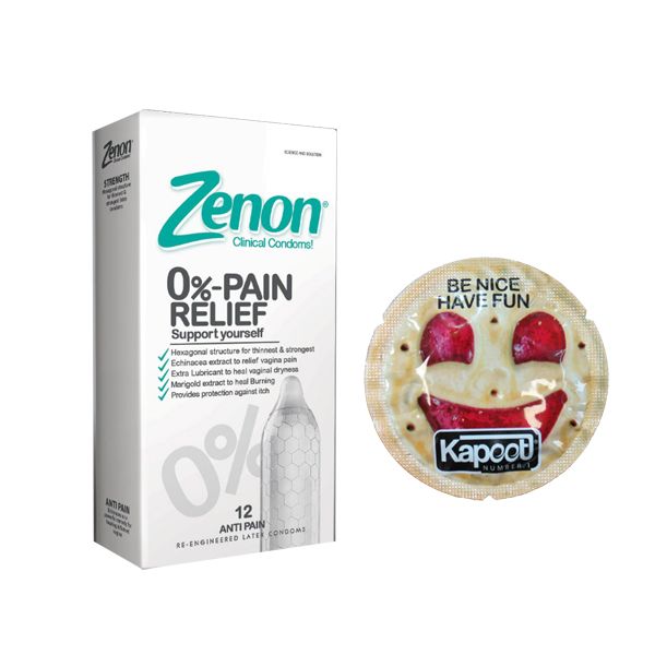 کاندوم زنون مدل PAIN RELIEF بسته 12 عددی به همراه کاندوم کاپوت