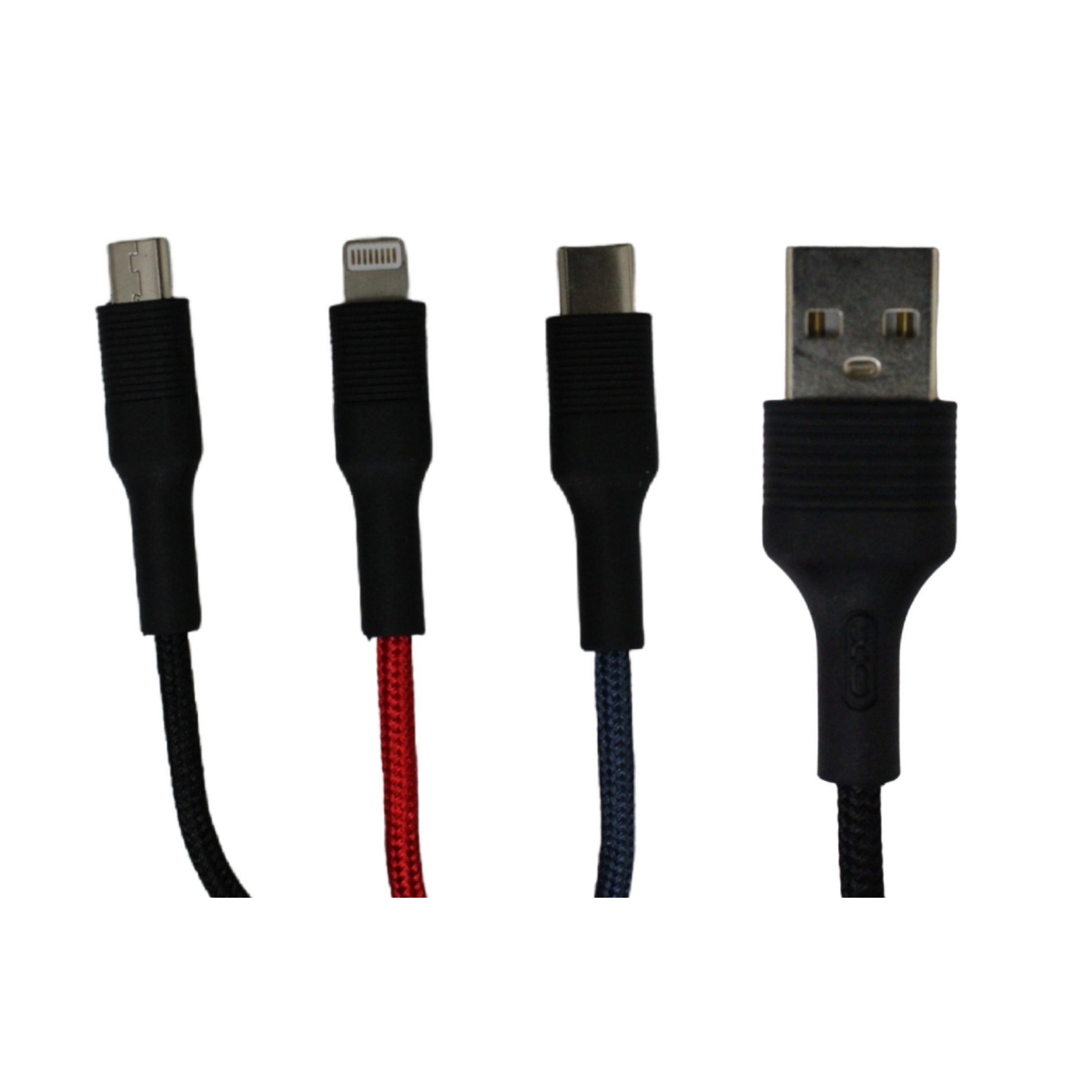 کابل تبدیل USB به microUSB / USB-C / لایتینینگ ایکس او مدل NB54 طول 1 متر