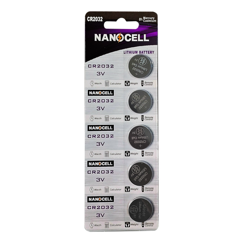 باتری سکه ای نانوسل مدل CR2032 بسته پنج عددی