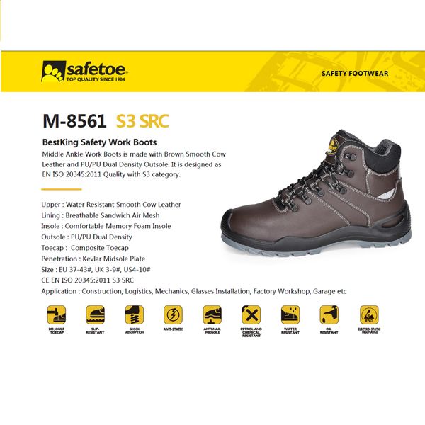 کفش ایمنی سیف تو مدل مهندسی الکترو استاتیک آنتی استاتیک BEST KING M-8561