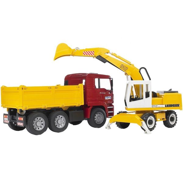 ماشین بازی برودر مدل Man Construction Truck With Excavator