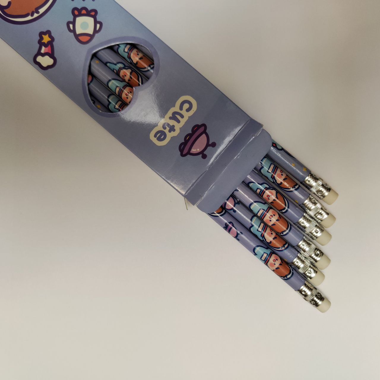 مداد مشکی مدل پاک کن دار طرح فضانورد بسته 6 عددی