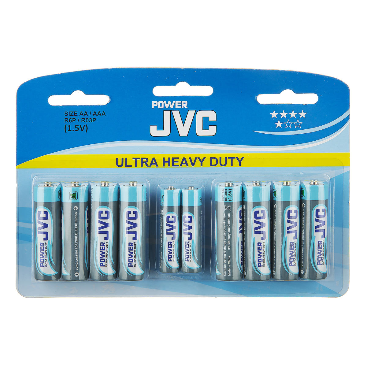 باتری قلمی و نیم قلمی جی وی سی مدل ULTRA HEAVY DUTY بسته 10 عددی