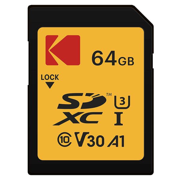 کارت حافظه SDXC کداک مدل A1 - V30 کلاس 10 استاندارد UHS-I U3 سرعت 100mbps ظرفیت 64 گیگابایت