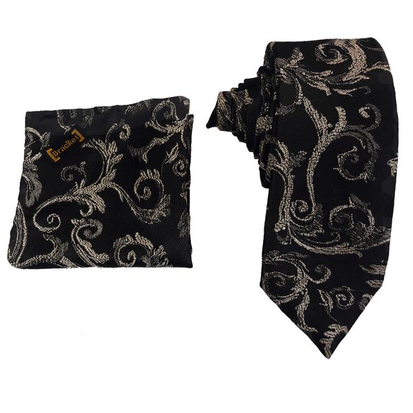 ست کراوات و دستمال جیب مردانه براکت مدل کلاسیک SP205