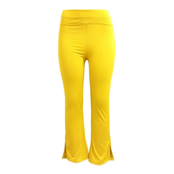شلوار زنانه مدل دمپا گشاد کبریتی رنگ زرد