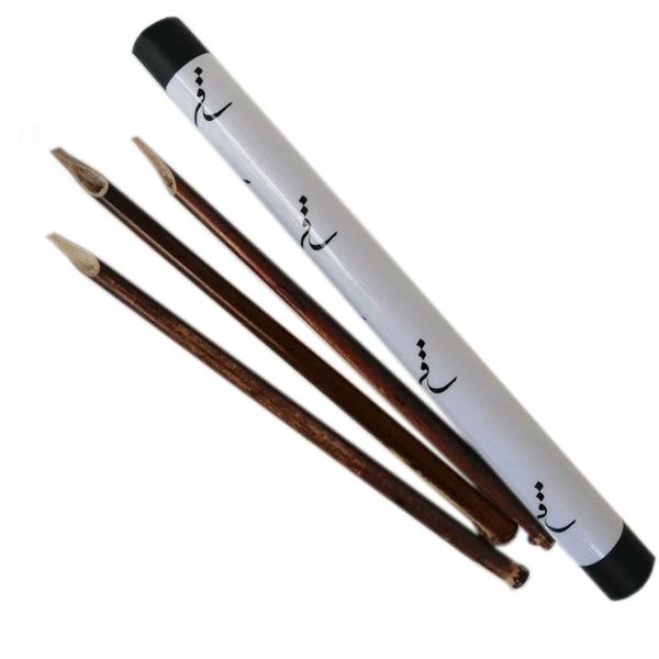 قلم خوشنویسی ساقی مدل مشقی تراشیده دزفولی مجموعه 3 عددی به همراه قلمدان