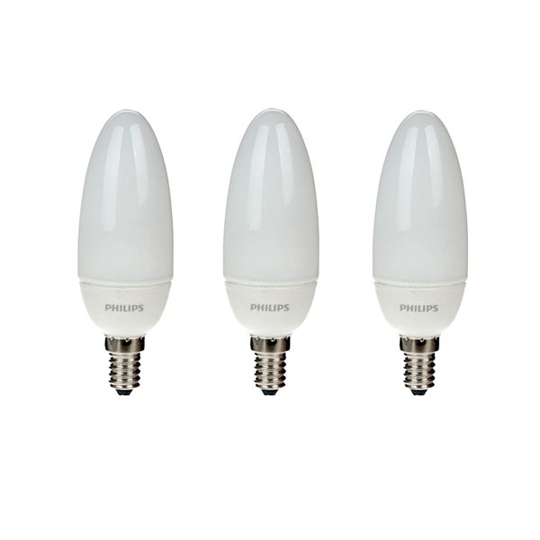 لامپ کم مصرف 8 وات فیلیپس مدل شمعی پایه E14 بسته 3 عددی
