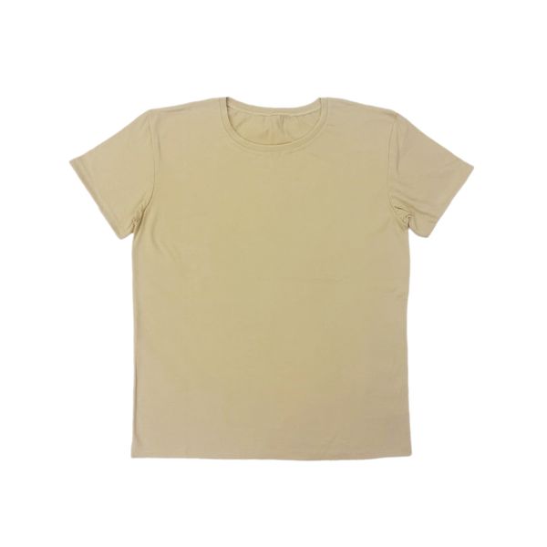 تی شرت آستین کوتاه زنانه مدل ساده رنگین کمان رنگ کرم