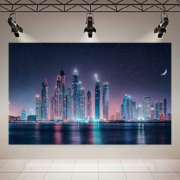 پوستر طرح نمای شب شهر مدل برج های درخشان کد AR32122