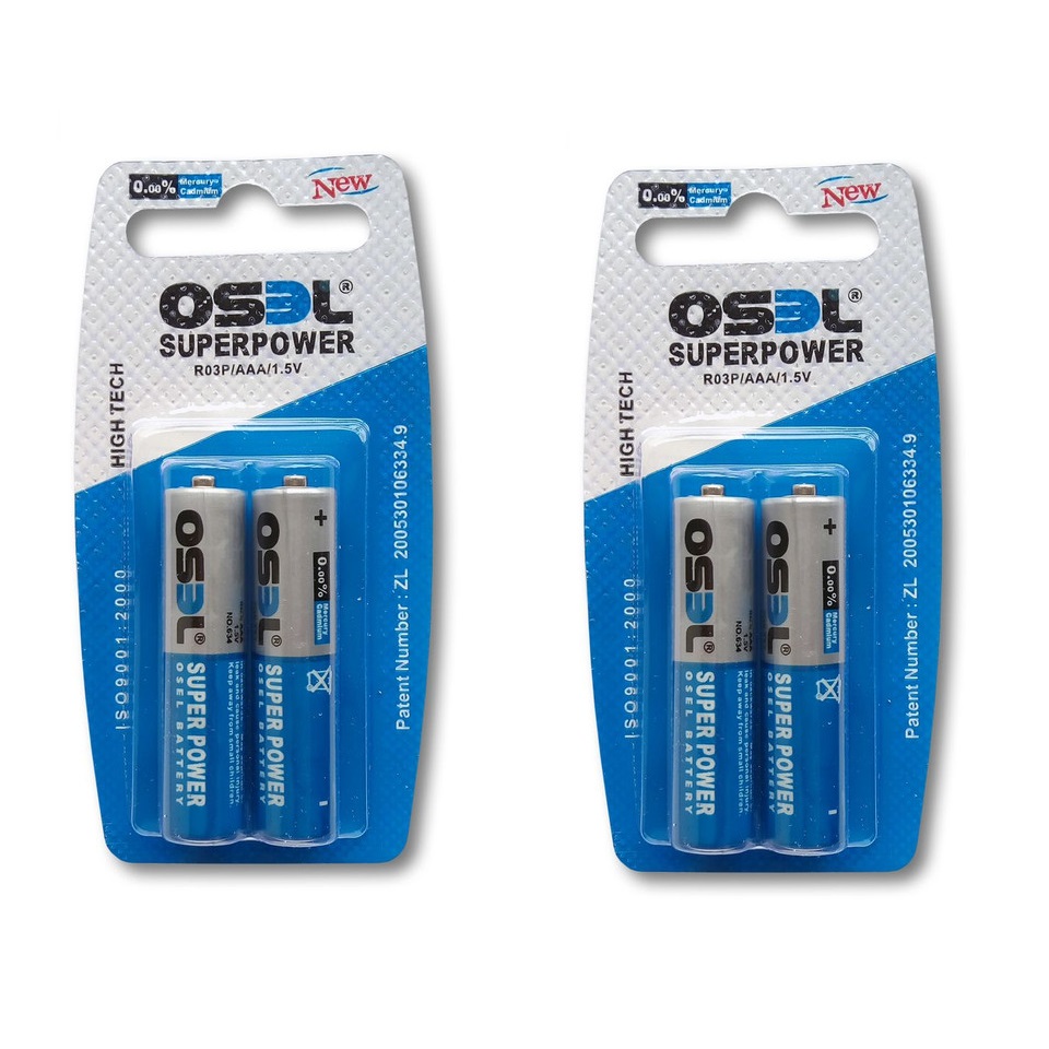 باتری نیم قلمی اوسل مدل Super Power بسته 4 عددی