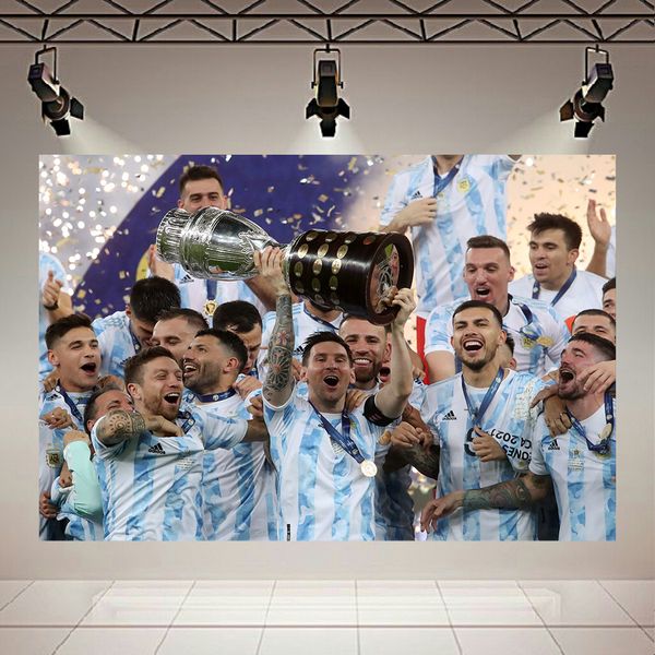 پوستر پارچه ای طرح چرم مخمل مسی مدل قهرمانی تیم ملی آرژانتین در کوپا کد AR31222