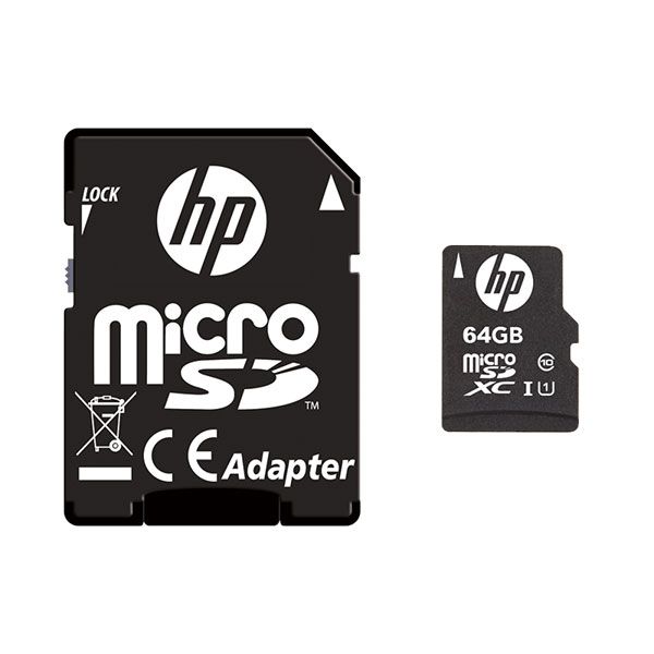 کارت حافظه microSD اچ پی مدل mi210 کلاس 10 استاندارد UHS-I سرعت 80MBps ظرفیت 64 گیگابایت به همراه آداپتور SD