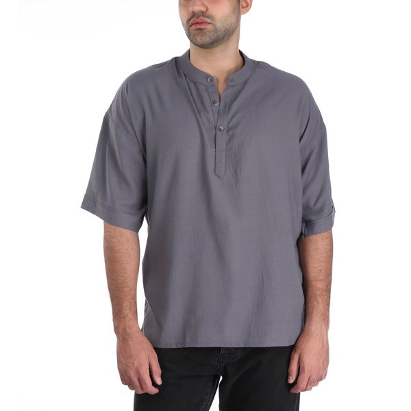 پیراهن آستین کوتاه مردانه ایزی دو مدل دیاکو رنگ طوسی
