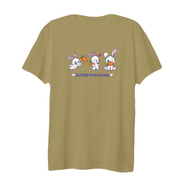 تی شرت لانگ زنانه مدل خرگوش‌ کد 12 رنگ کرم