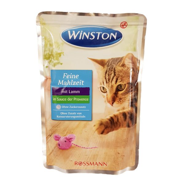 غذای پوچ گربه وینستون مدل گوشت بره در سس سبزیجات وزن 100 گرم