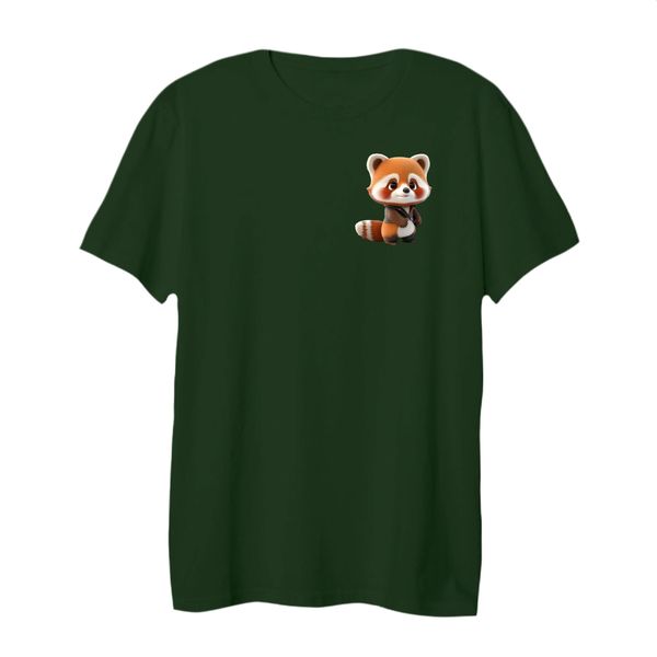 تی شرت لانگ  آستین کوتاه زنانه مدل روباه کد 1 رنگ سبز