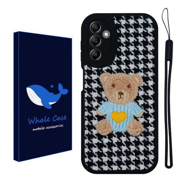 کاور وال کیس مدل خرس پارچه ای مناسب برای گوشی موبایل سامسونگ Galaxy A14 به همراه بند آویز