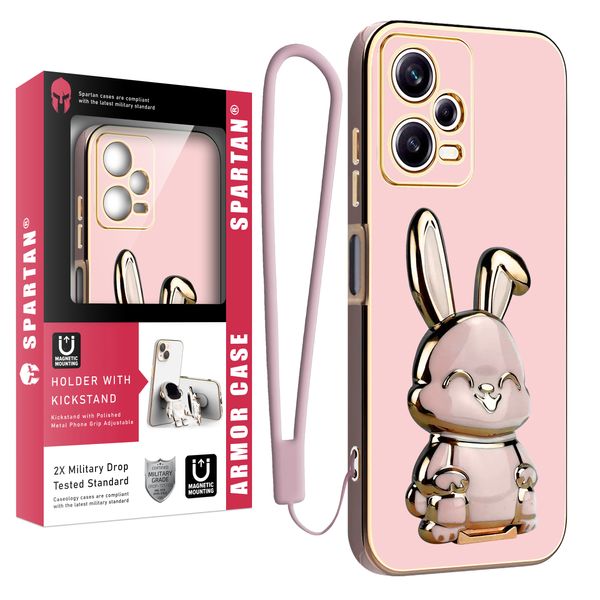 کاور اسپارتان مدل Bunny2 مناسب برای گوشی موبایل Redmi Note 12 Pro 5G به همراه بند نگهدارنده