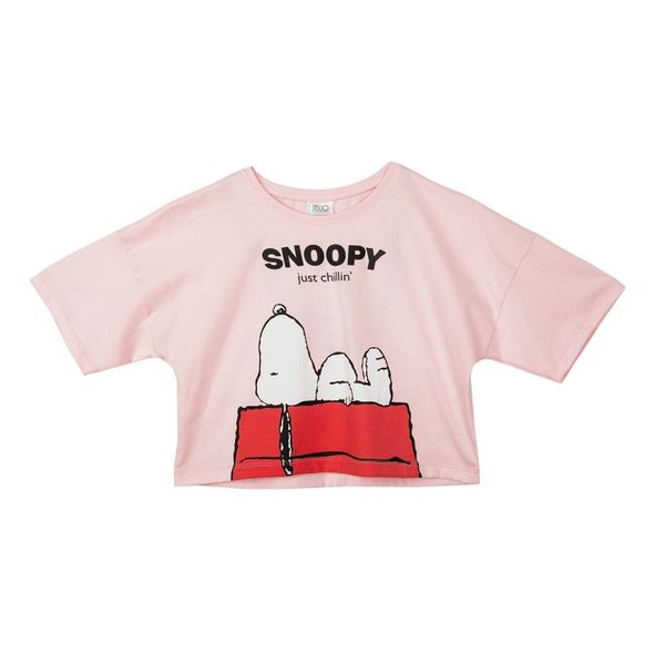 تی شرت آستین کوتاه دخترانه جی بی جو مدل کراپ Snoopy کد 3079