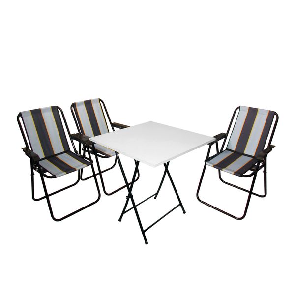 میز و صندلی تاشو سفری میزیمو مدل ساحلی کد 2833 مجموعه 4 عددی