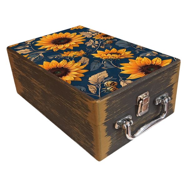 جعبه هدیه چوبی مدل چمدان طرح بهاری کد WS786