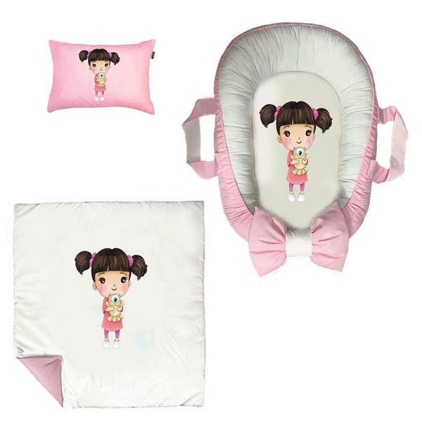 سرویس خواب سه تکه نوزاد ناریکو مدل گارد محافظ دار طرح کارتونی دختر بچه کد 0673