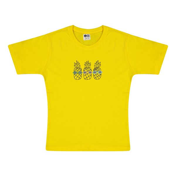 تی شرت آستین کوتاه دخترانه مادر مدل Pineapple-16 رنگ زرد