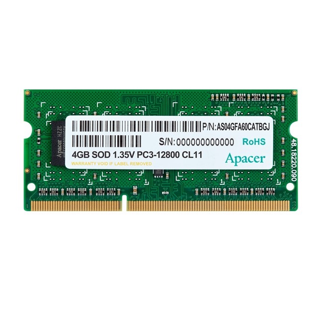 رم لپ تاپ DDR3L تک کاناله 1600 مگاهرتز CL11 اپیسر مدل PC3L-12800 ظرفیت 4 گیگابایت