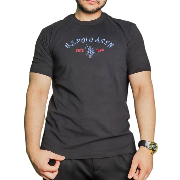 تی شرت آستین کوتاه مردانه مدل پنبه براش کد 18554 رنگ مشکی