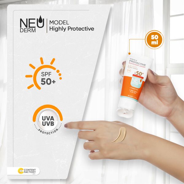 کرم ضد آفتاب رنگی نئودرم +SPF50 مدل Highly Protective مناسب پوست های انواع پوست حجم 50 میلی لیتر