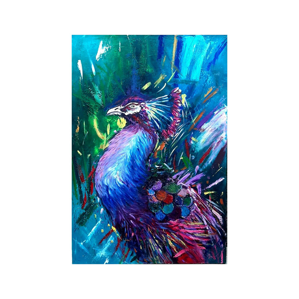 تابلو نقاشی رنگ روغن مدل طاووس 001