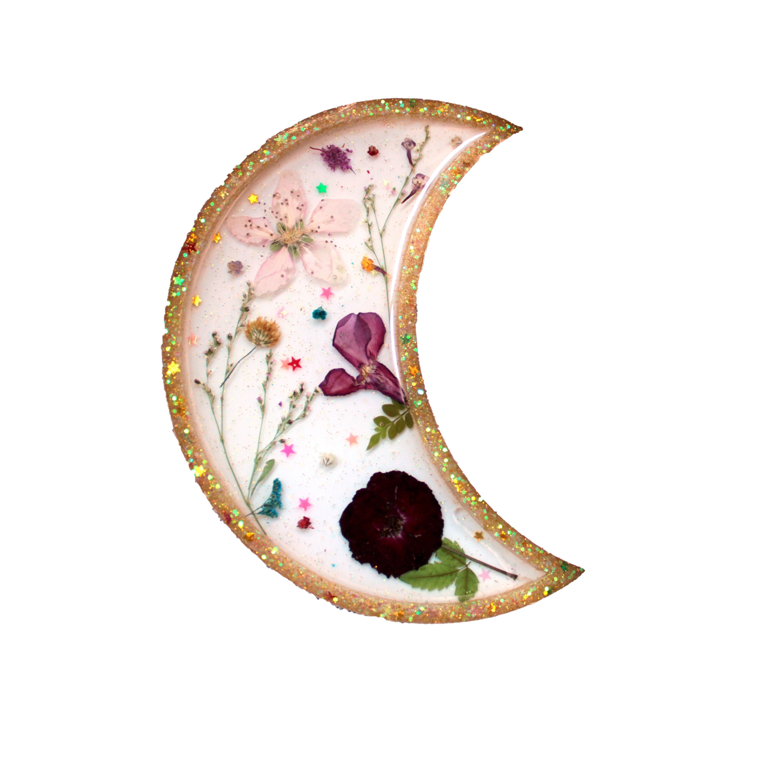 زیر لیوانی رزینی مدل هلال ماه و گل