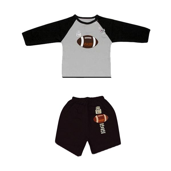 ست تی شرت و شلوارک نوزادی تاپ لاین مدل راگبی