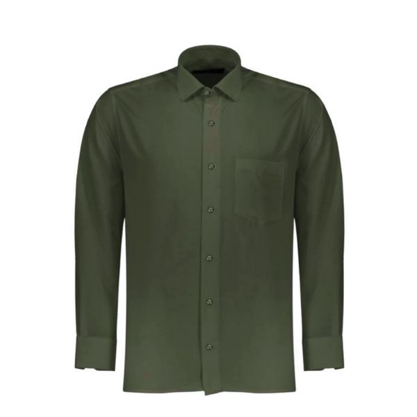 پیراهن آستین بلند مردانه مدل کلاسیک کد ZL1 رنگ سبز زیتونی
