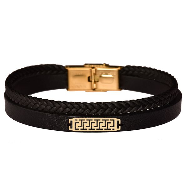 دستبند طلا 18 عیار مردانه کرابو طرح هندسی مدل Kr102427