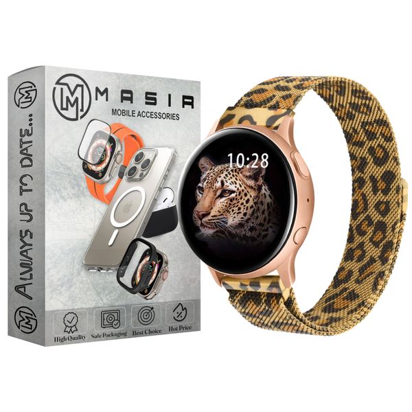 بند مسیر مدل Milanese Leopard Magnetic مناسب برای ساعت هوشمند هوآوی Watch GT/2/2e/2 Pro/3/3 Pro سایز 46 میلی متری