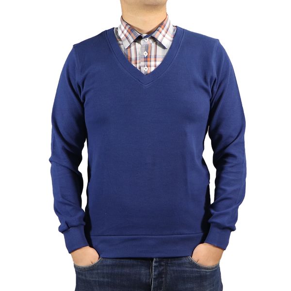 پلیور مردانه مدل یقه پیراهنی کد 38062 رنگ آبی