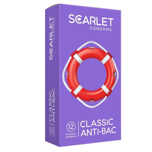  کاندوم اسکارلت مدل CLASSIC ANTI-BAC بسته ۱۲ عددی 
