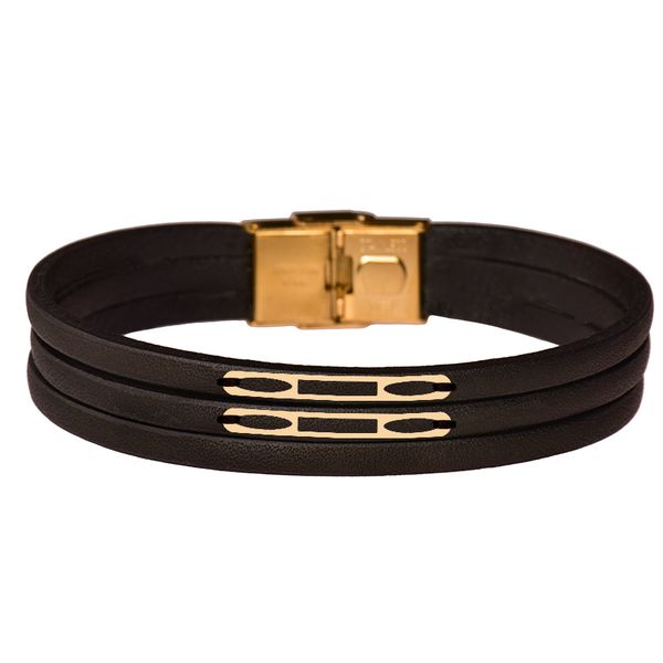  دستبند طلا 18 عیار مردانه کرابو طرح هندسی مدل Kr102260