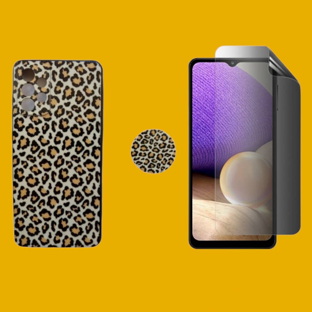 کاور گریفین مدل Leopard Collection مناسب برای گوشی موبایل سامسونگ Galaxy A52 4G / A52 5G / A52S به همراه پاپ سوکت و محافظ صفحه نمایش 