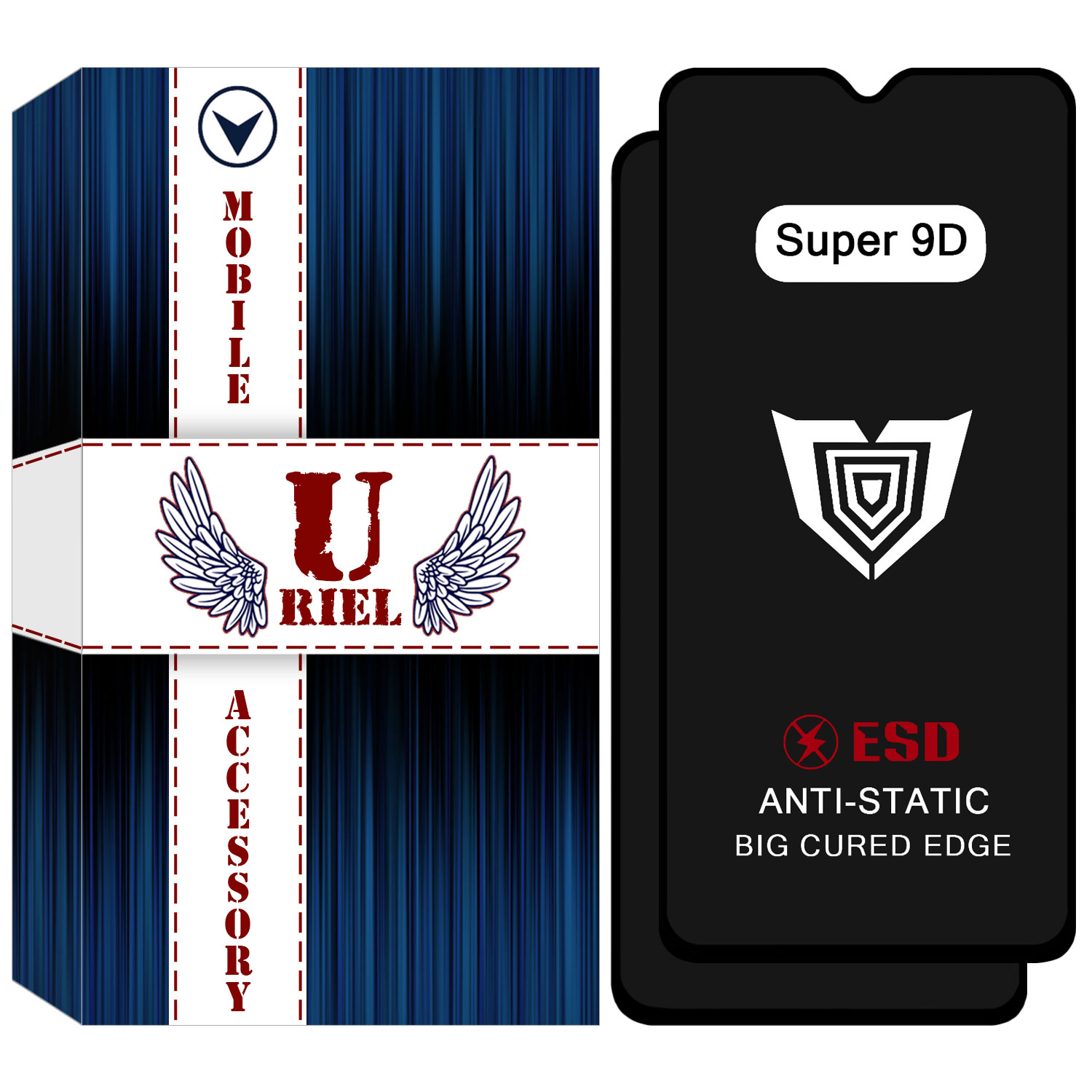 محافظ صفحه نمایش شیشه ای یوریل مدل Super 9D مناسب برای گوشی موبایل شیائومی Redmi A3 بسته دو عددی