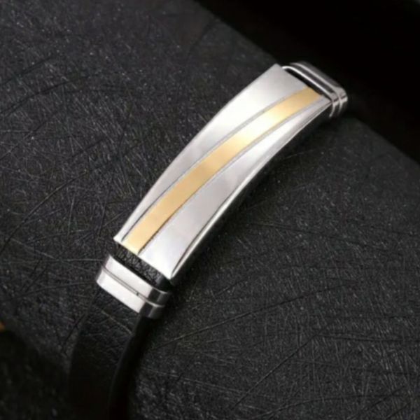 دستبند مردانه مدل چرمی استیل تیتانیوم