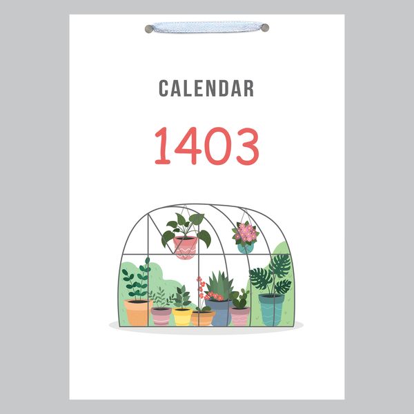  تقویم دیواری سال 1403 خندالو مدل گل و گلدان کد D16