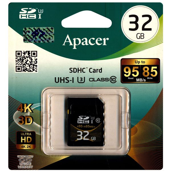 کارت حافظه SDHC اپیسر کلاس 10 استاندارد UHS-I U3 سرعت 95MBps ظرفیت 32 گیگابایت